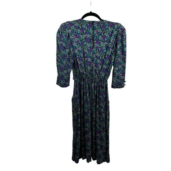 Ladies Vinyage 80’s R.J. Stevens Petites Floral Long Sleeve Pleat Skirt Dress‎ 2 - Picture 4 of 14